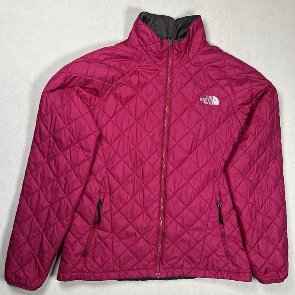 North Face Women's Pink Fuchsia Thermoball Jacket Sz Large Quilted Outdoor READ - Picture 1 of 8